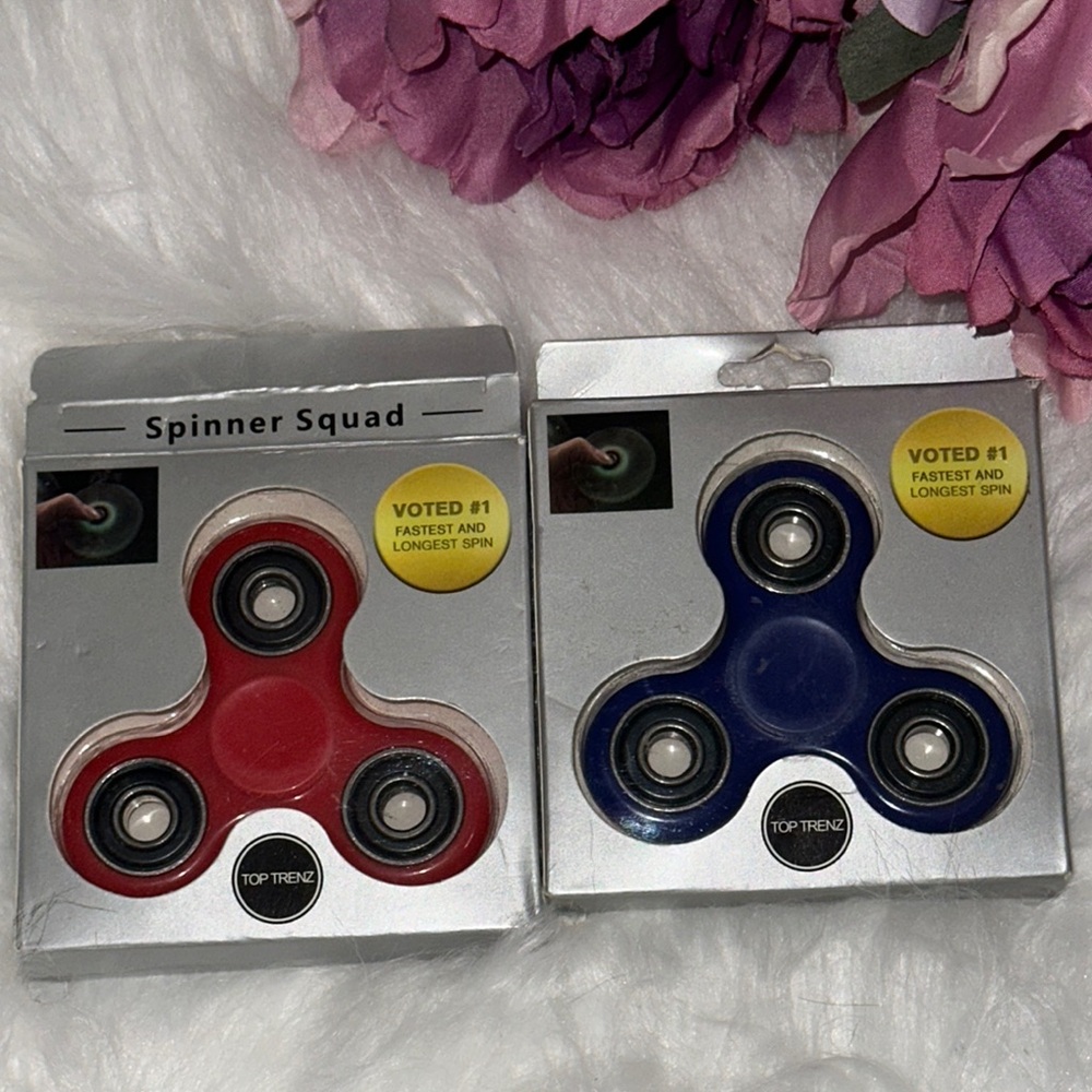 Top Trenz Red and Blue Fidget Spinners Set of 2 - Voted #1 Fastest and Longest